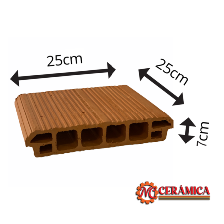 Tijolo para laje 08 Furos 7x25x25 cm.